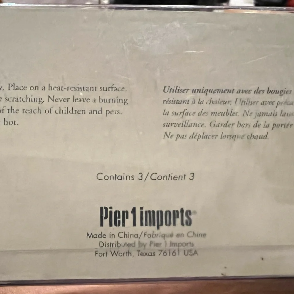 VTG Set of 3 Pier 1 Imports Glass Tea Light Holders Blue Pink Green NIB